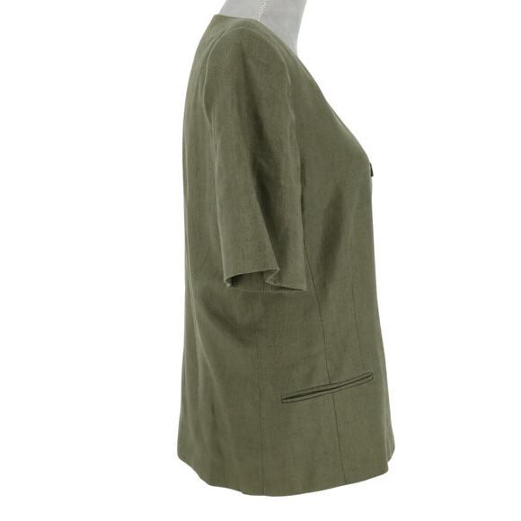 Liz Claiborne Jacket Womens 10 Linen Green Lined Pockets Office Career Vintage - Picture 5 of 13